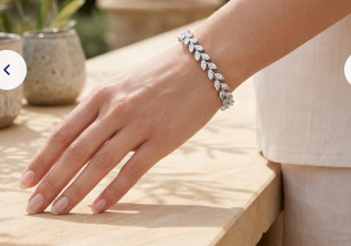 Elegant Silver Flower Bracelet with Sparkling Stones
