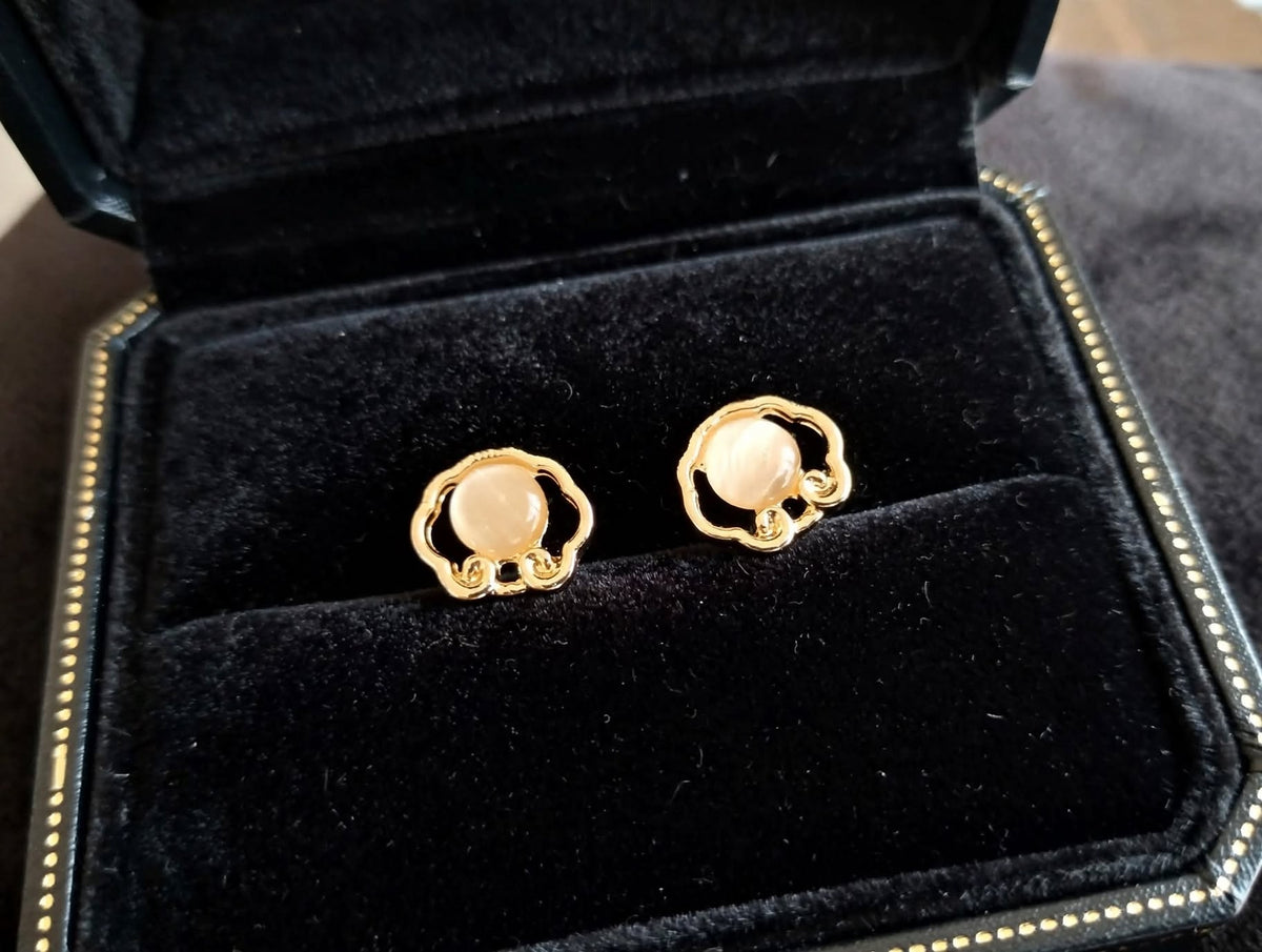 Glitzaa Gold Plated Wavy Cloud Stud Earrings