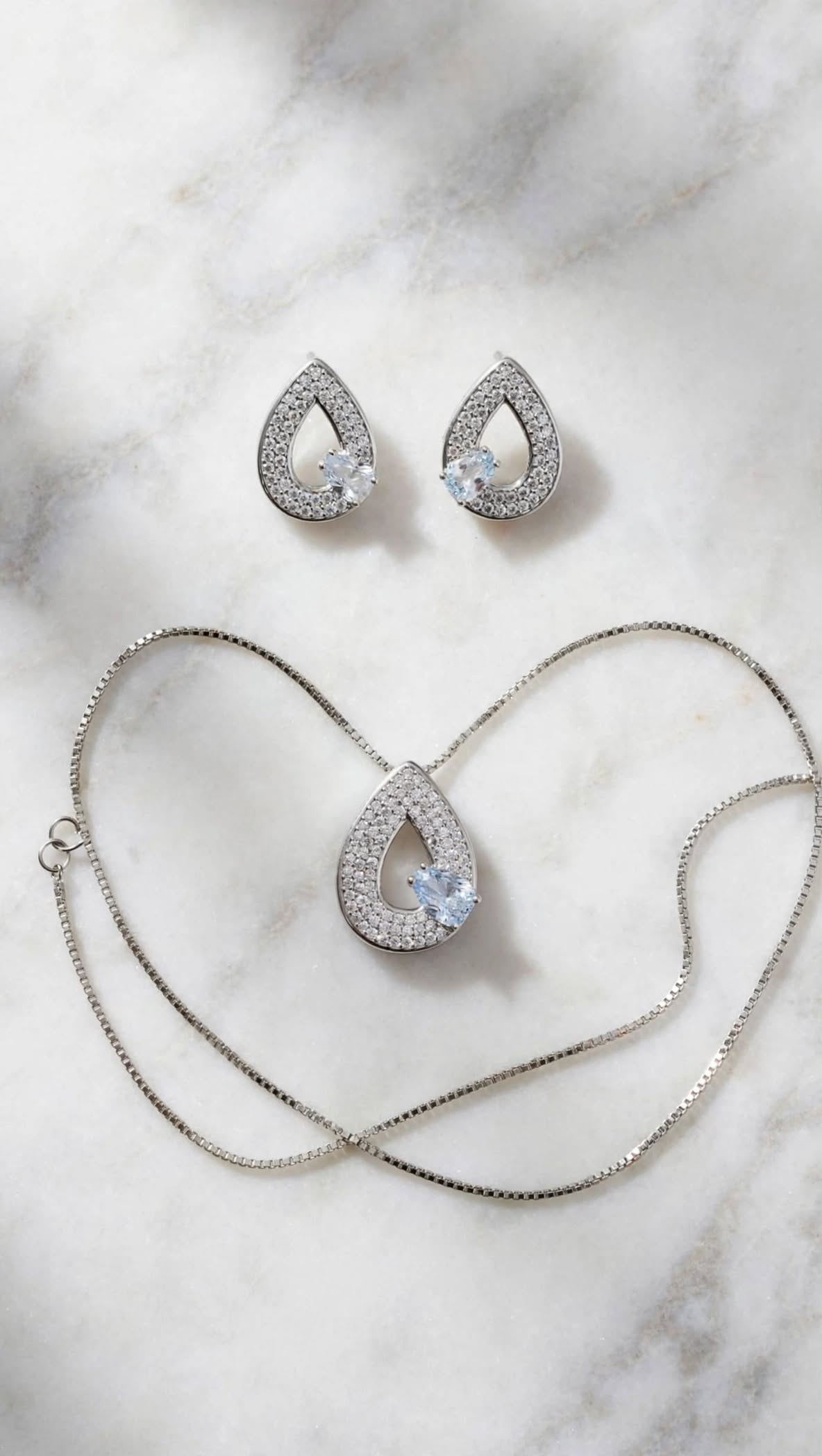 Sterling Silver Teardrop Jewelry Set for Women