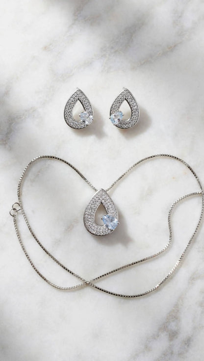 Sterling Silver Teardrop Jewelry Set for Women