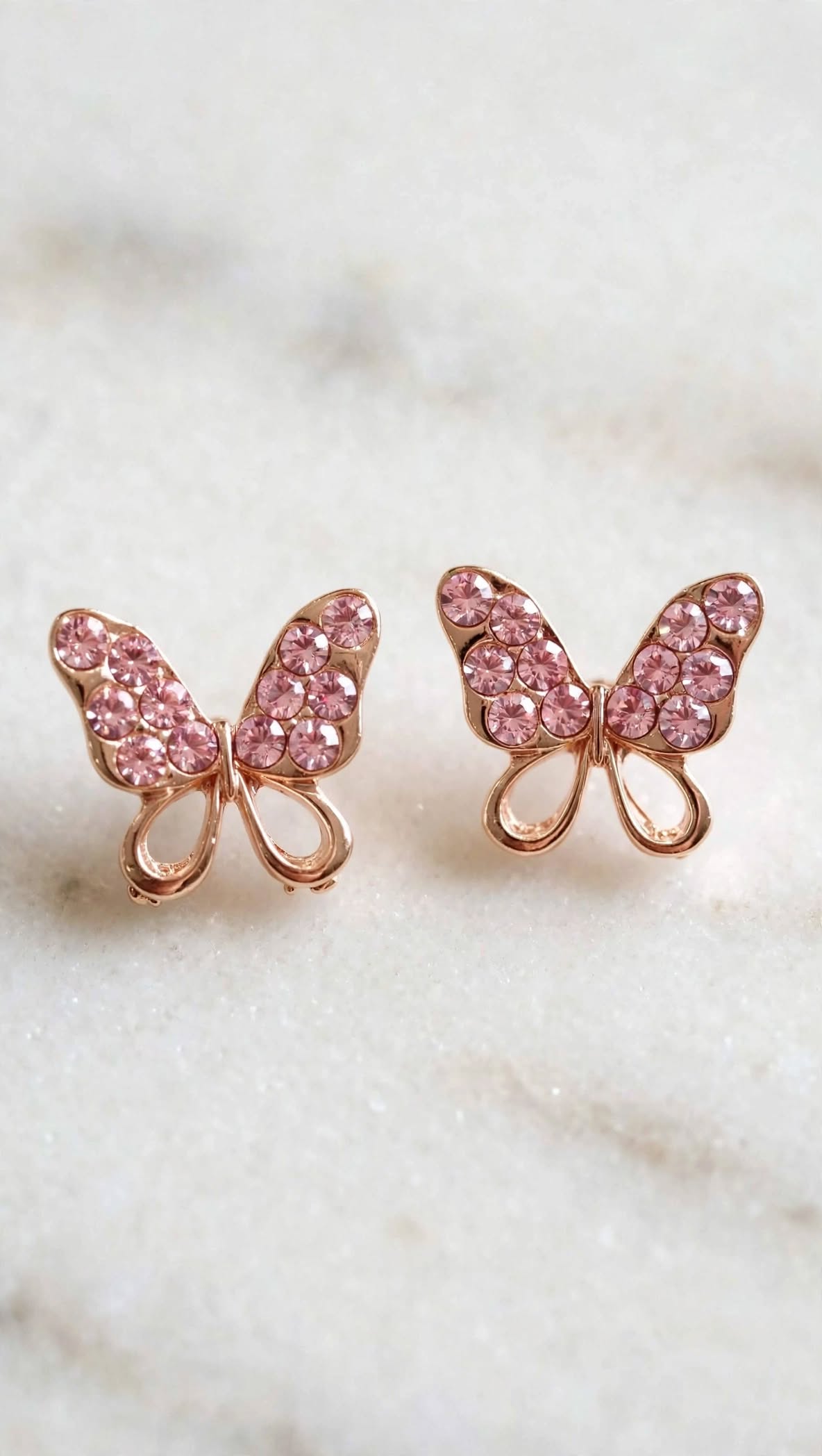 Pink Butterfly Stud Earrings for Girls