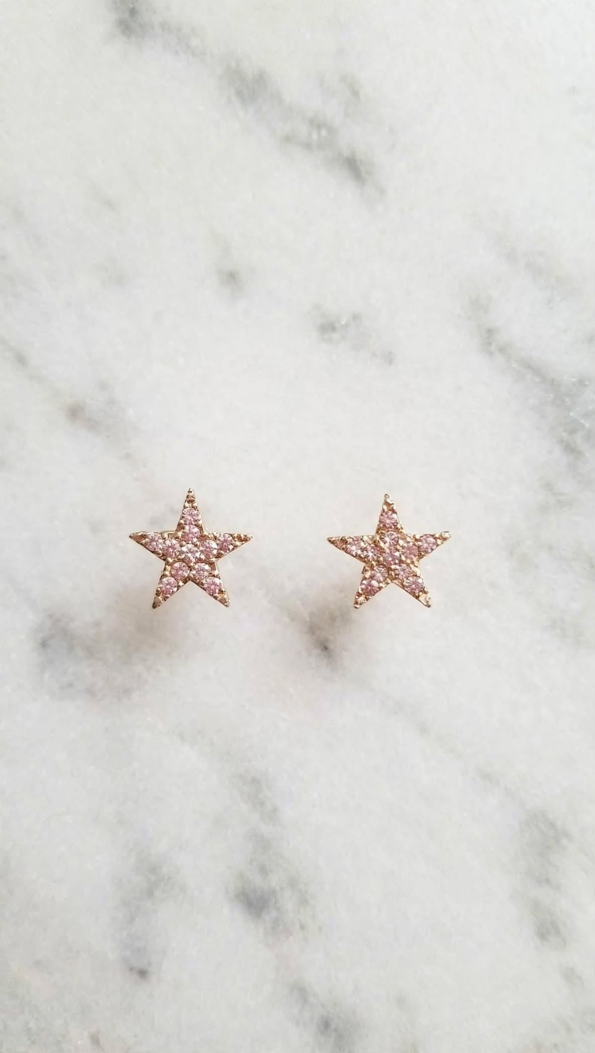 Light Pink Crystal Star Shape Stud Earrings for Women