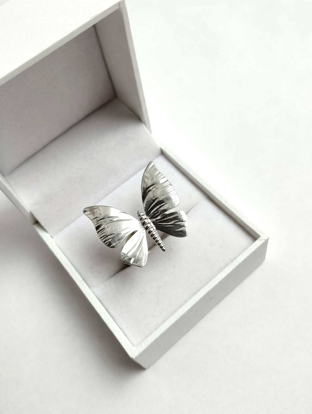 Adjustable Silver Butterfly Ring For Girls