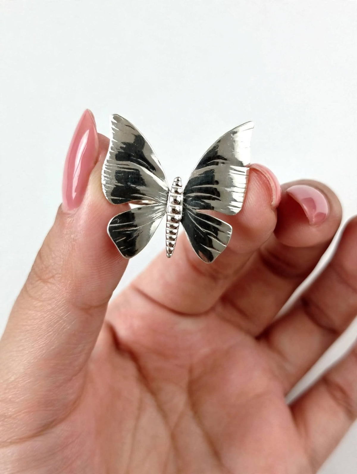 Adjustable Silver Butterfly Ring For Girls