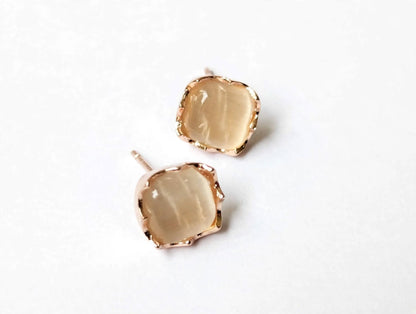 Cute Square Opal Stone Stud Earrings For Girls