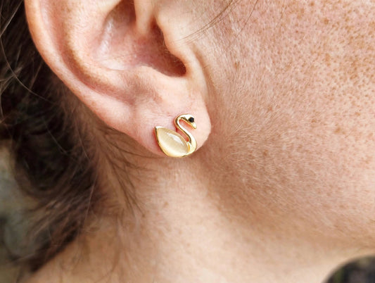 Elegant Swan Stud Earrings For Girls