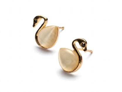 Elegant Swan Stud Earrings For Girls