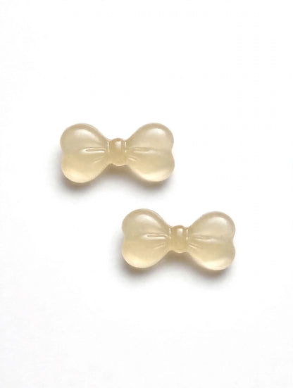 Light Beige Transparent Bow Earrings for Girls